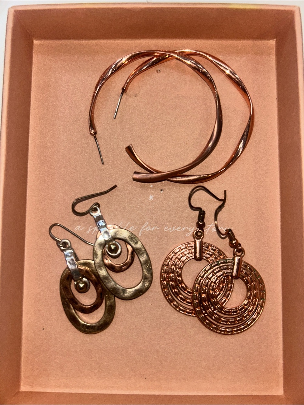 Rose Gold Hoop & Dangle Earring Set - Women Jewelry